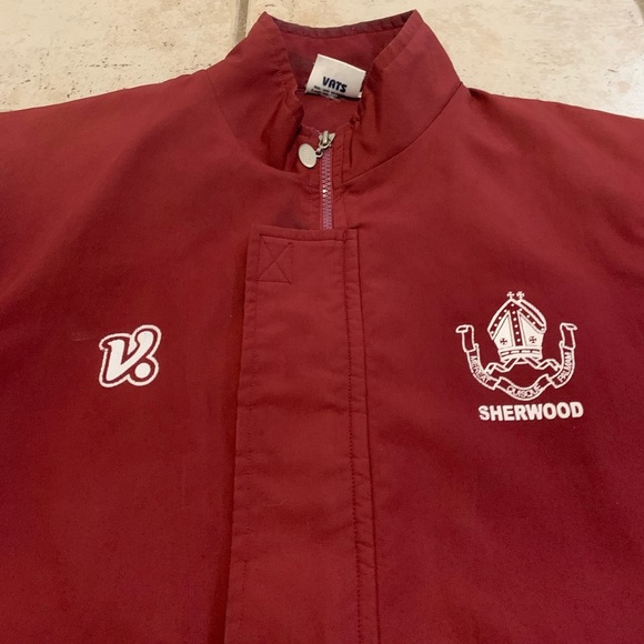 💜 Vintage VATS Sherwood Soccer Team Jacket Windbreaker Maroon/Burgundy Size L - Picture 3 of 10